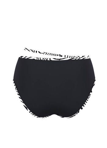 Bas de bikini taille haute avec bande contrastée-Noir 2