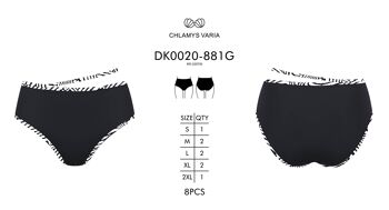 Bas de bikini taille haute avec bande contrastée-Noir 3