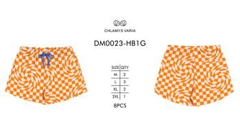 Short de bain imprimé-Damier orange 3