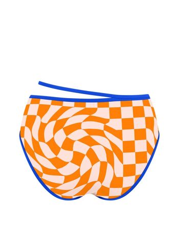 Bas de bikini taille haute-Damier orange 2