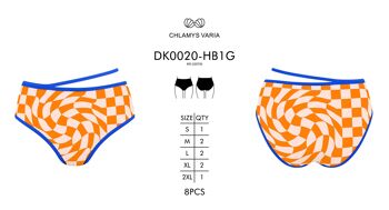 Bas de bikini taille haute-Damier orange 3