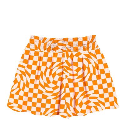 Shorts de playa mujer-Damero naranja