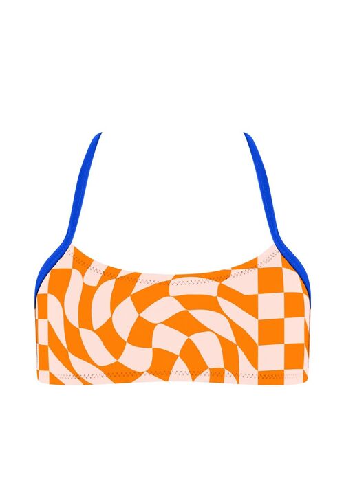 Girl´s Bikini Top-Orange Checkerboard