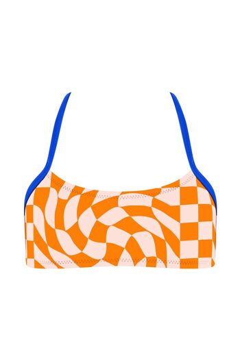 Haut de bikini pour fille - Damier orange 1