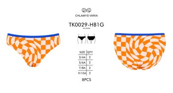 Bas de bikini pour fille - Damier orange 3