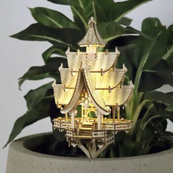 Petites cabanes dans les arbres Temple de la joie, puzzle 3D en bois DIY 5