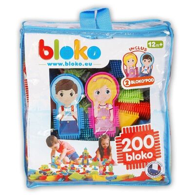 Zip bag 200 Bloko + 2 Family Pods Figurines - From 12 months - 503508