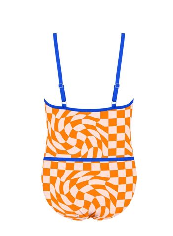 Maillot de bain fille-Damier orange 2