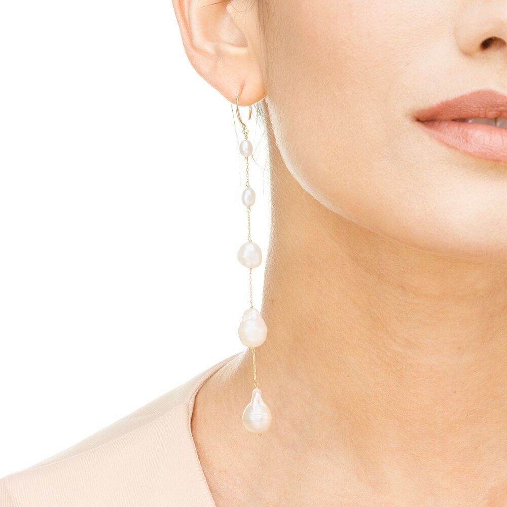 Earrings Baroque Pearls, 14K yellow gold