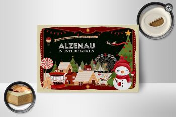 Panneau en bois Salutations de Noël d'ALZENAU IN LOWER FRANKEN décoration 18x12 cm 2