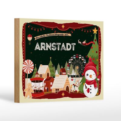 Cartel de madera Saludos navideños ARNSTADT decoración de regalo 18x12 cm