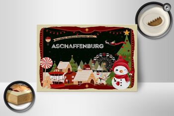 Panneau en bois Vœux de Noël ASCHAFFENBURG cadeau 18x12 cm 2