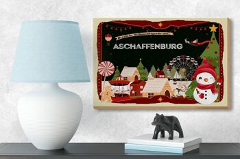 Panneau en bois Vœux de Noël ASCHAFFENBURG cadeau 18x12 cm 3