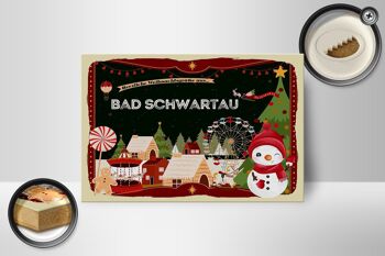 Panneau en bois Salutations de Noël BAD SCHWARTAU cadeau 18x12 cm 2