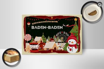 Panneau en bois Salutations de Noël de BADEN-BADEN cadeau 18x12 cm 2