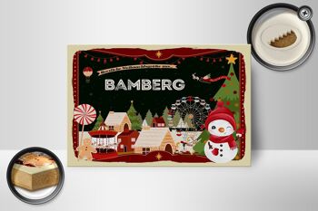 Panneau en bois Salutations de Noël de BAMBERG Décoration cadeau 18x12 cm 2