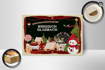 Panneau en bois Salutations de Noël de BERGISCH GLADBACH cadeau 18x12 cm 2