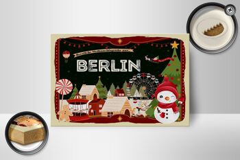 Panneau en bois Salutations de Noël de BERLIN Décoration cadeau 18x12 cm 2