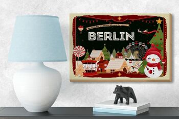 Panneau en bois Salutations de Noël de BERLIN Décoration cadeau 18x12 cm 3
