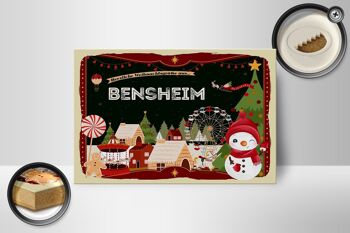 Panneau en bois Vœux de Noël BENSHEIM décoration cadeau 18x12 cm 2