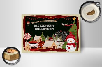 Panneau en bois voeux de Noël BIETIGHEIM-BISSINGEN cadeau 18x12 cm 2