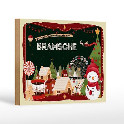Holzschild Weihnachten Grüße BRAMSCHE Geschenk Dekoration 18x12 cm