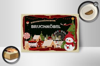 Panneau en bois Salutations de Noël BRUCHKÖBEL Décoration cadeau 18x12 cm 2