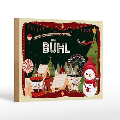 Targa in legno auguri di Natale BÜHL regalo decorazione per feste 18x12 cm