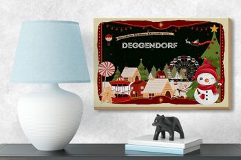 Panneau en bois Vœux de Noël DEGGENDORF Fête des cadeaux 18x12 cm 3