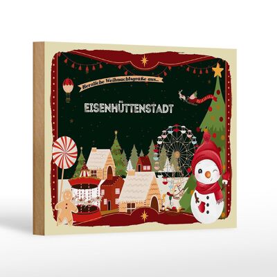 Cartello in legno auguri di Natale EISENHÜTTENSTADT regalo 18x12 cm