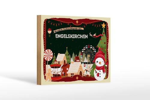 Holzschild Weihnachten Grüße ENGELSKIRCHEN Geschenk 18x12 cm