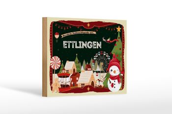Panneau en bois Vœux de Noël ETTLINGEN Décoration cadeau 18x12 cm 1