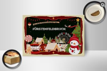 Panneau en bois Salutations de Noël Fürstenfeldbruck Décoration cadeau 18 x 12 cm 2