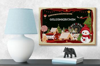 Panneau en bois voeux de Noël GELSENKIRCHEN cadeau 18x12 cm 3