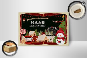 Panneau en bois voeux de Noël HAAR BEI MUNICH décoration cadeau 18x12 cm 2