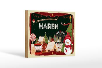 Panneau en bois Salutations de Noël de HAREN Décoration cadeau 18x12 cm 1
