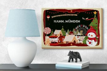 Panneau en bois Salutations de Noël HANN. Décoration cadeau MÜNDEN 18x12cm 3
