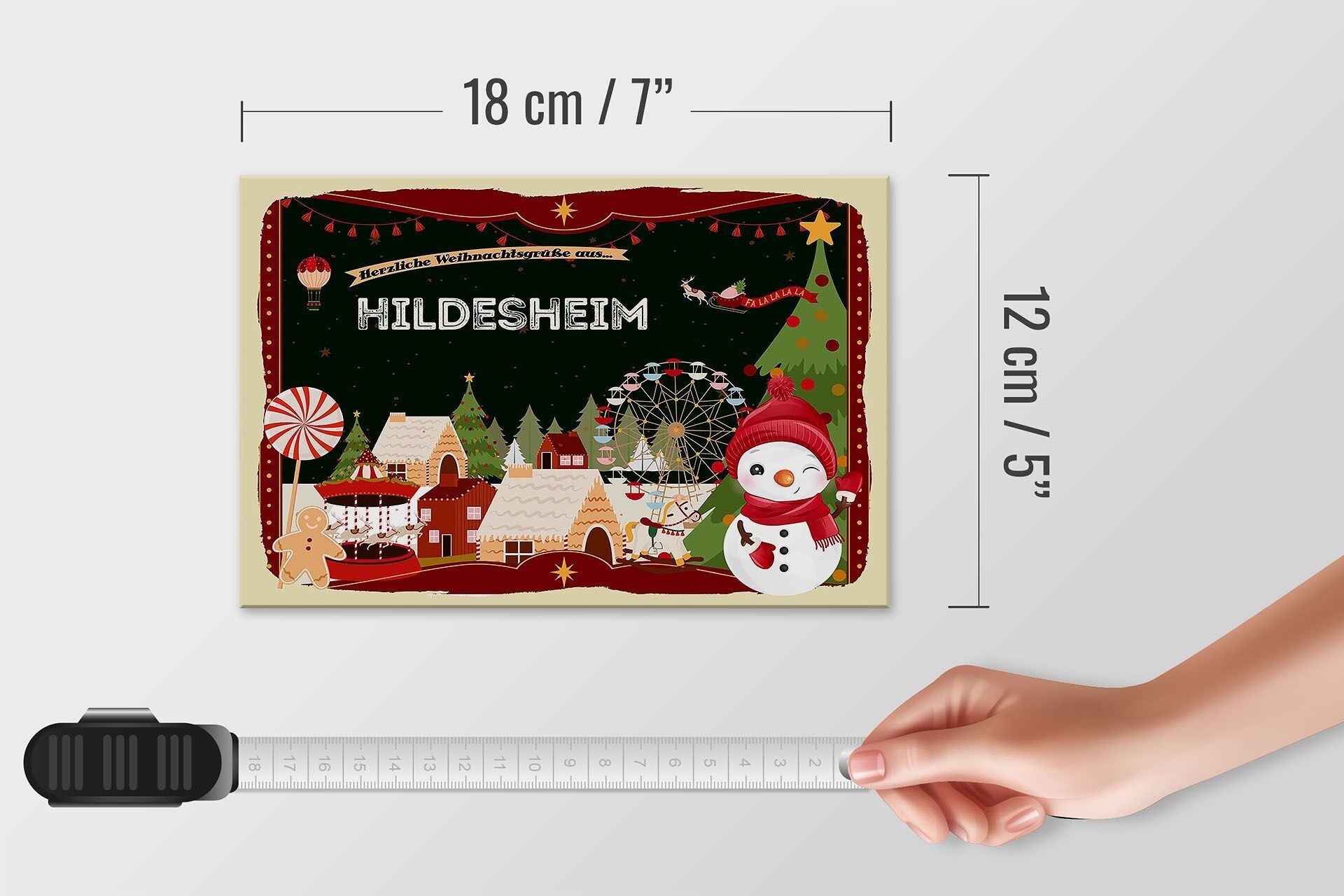 Holzschild Weihnachten Grüße HILDESHEIM Geschenk Dekoration 18x12 cm