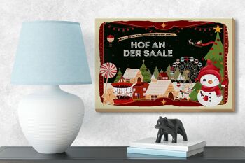 Panneau en bois Vœux de Noël HOF AN DER SAALE décoration cadeau 18x12 cm 3