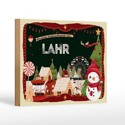 Wooden sign Christmas greetings LAHR gift FESTIVAL decoration 18x12 cm