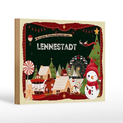 Cartel de madera Saludos navideños LENNESTADT decoración de regalo 18x12 cm