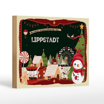 Cartel de madera Saludos navideños LIPPSTADT decoración de regalo 18x12 cm