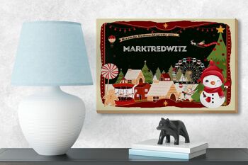 Panneau en bois Vœux de Noël MARKTREDWITZ décoration cadeau 18x12cm 3
