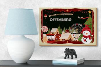 Panneau en bois Vœux de Noël OFFENBURG Décoration cadeau 18x12 cm 3