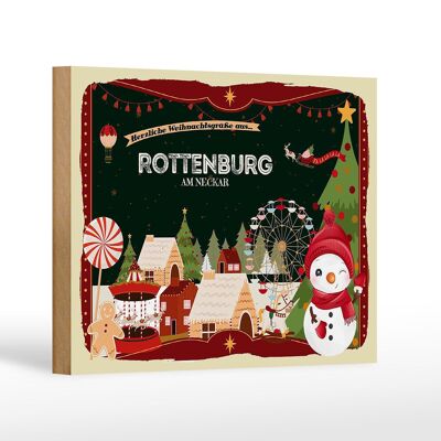 Holzschild Weihnachten Grüße ROTENBURG AM NECKAR Dekoration 18x12 cm