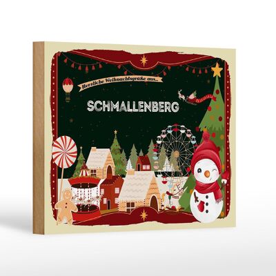 Holzschild Weihnachten Grüße aus SCHMALLENBERG Geschenk Dekoration 18x12 cm
