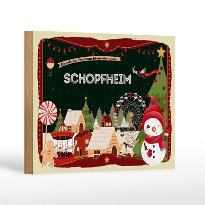 Cartel de madera Saludos navideños SCHOPFHEIM decoración de regalo 18x12 cm