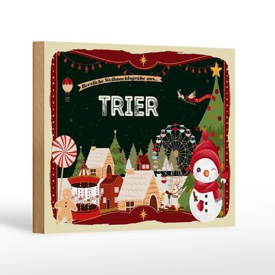 Holzschild Weihnachten Grüße aus TRIER Geschenk Dekoration 18x12 cm