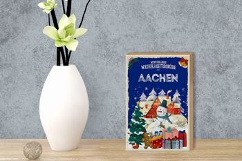 Panneau en bois Vœux de Noël AIX-LA-CHAPELLE cadeau décoration fête 12x18 cm 3
