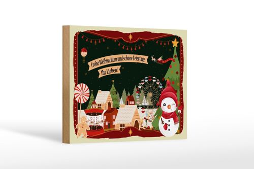 Holzschild Spruch Frohe Weihnachten ihr Lieben Geschenk Dekoration 18x12 cm